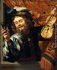 Gerrit Van Honthorst Canvas Paintings - The Merry Fiddler